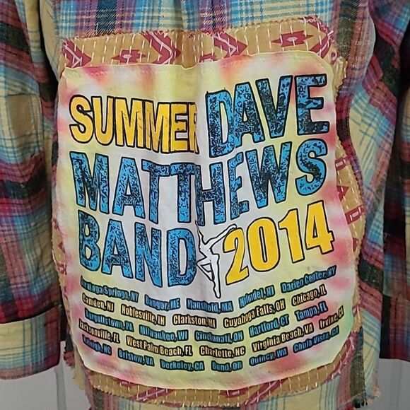 Handmade Vintage Upcycled Kantha & Flannel Shacket - THE DAVE MATHEWS BAND - Picture 4 of 11